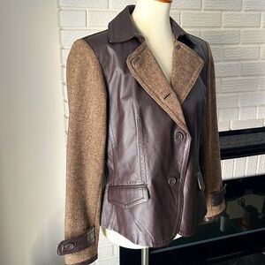 Nygard collection, equestrian style tweed and leather lined jacket